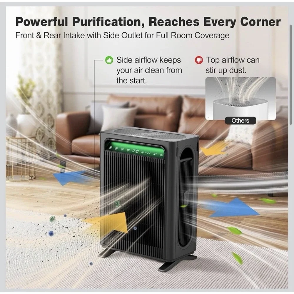 KNKA Air Purifier Large Room Up to 1,695 Ft², HEPA Air Cleaner, Black,  APH4000